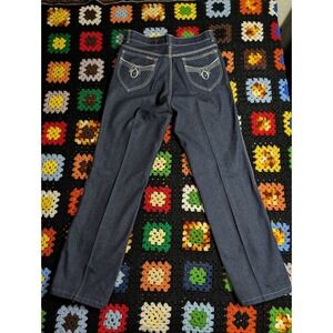 Vintage Martini Jeans Size 33x30  Embroidered Pockets 1970s Dark Wash NWOT